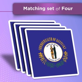 Vinyl Square Stickers (Set of 4) 10cm - Kentucky Flag Vector Emblem for Laptops, Tablets, Luggage, Scrap Booking, Fridges #60754