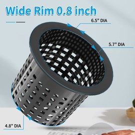 Tectsia Net Pots 6 Inch for 5 Gallon Bucket Net Pot Lids 3 Pack, 2 in 1 Wide Lip Hydroponic Bucket Lids, BPA-Free, DWC Basket Lids for 5 and 3.5 Gallon Bucket