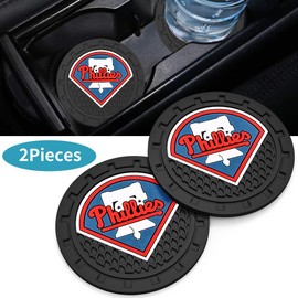 EMIJOY Phila Phillies Car Cup Holder Coasters, Baseball Fans, Car Cup Holder Insert, Silicone Non-Slip, Black and White, 2.75''
