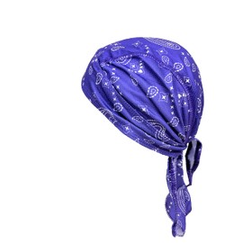 Headwrap Biker Hat Durag Skull Cap Helmet Liner Bandanna Purple White Paisley Star Moisture Wicking and Vented Micro Fiber Dry Fit Stretch