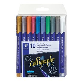 Staedtler Marcadores metálicos de caligrafía, 10 colores metálicos para papel claro y oscuro, 8325 TB10