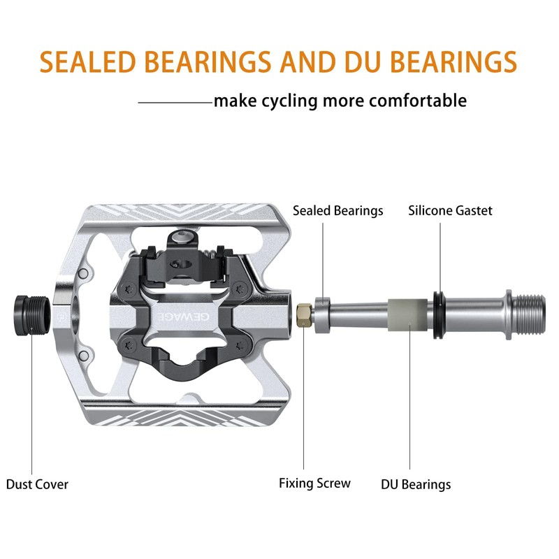 GEWAGE SPD Bicycle Pedals, 2-in-1 Double Function Flat and SPD
