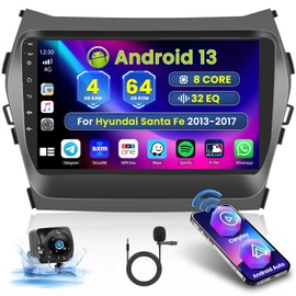 Roinvou [8 Core 4G+64G] for Hyundai Santa Fe 2013-2017 Android Radio with Wireless Carplay Android Auto, 9 Inch IPS Touch Screen Car Stereo, Bluetooth 5.0, 32 EQ, GPS, WiFi, 59UI, SWC