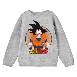 Bioworld Dragon Ball Z Goku In Orange Circle Boy's Athletic Heather Sweatshirt-XL