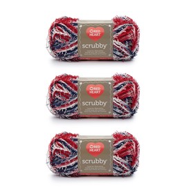 Red Heart Scrubby Americana - Paquete de 3 hilos de 85 g/3 oz - Poliéster - 4 medianos (peinados) - 78 yardas - Tejer/Crochet