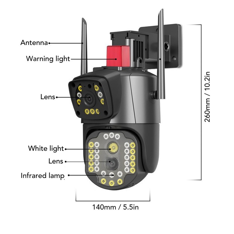 Outdoor Dual Lens Security Camera 1080P Mobile Tracking 360 Degree