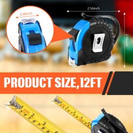 Copkim 50 Pieces Tape Measure Retractable and Easy Read Measuring Tape Bulk with Fractions Marked Easy Read Basics Self Locking Measurement Tape for Engineer Contractors (Blue,12 Ft)