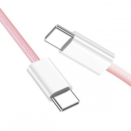 CY USB-C Typ C Stecker auf Stecker PD 27W 65W Leistung 480 Mbit/s Datenkabel, weiße Hülle für Telefon & Tablet & Laptop (Pink, 3,0m)