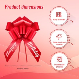 Gloryit Geschenkschleife groß Schleife für Auto,Geschenk Dekor Happy Birthday Geschenkverpackung Car Ribbon,Riesige Große Rote Schleife für Auto Geburtstag Geschenk Happy Birthday