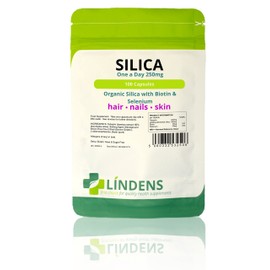 Lindens Silica 250mg Capsules - 100 Pack - Fortified with Biotin & Selenium contributes to Healthy Hair, Nails & Skin in a Convenient one-a-Day Capsule - UK Manufacturer, Letterbox Friendly