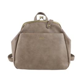 Lizdays Women's Backpack, Adult, Small, Rucksack, Bag, Mini B5, Faux Leather, Retro, grey beige