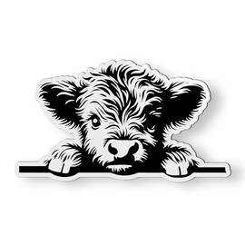 Highland Cow Peeking Magnet for Car Fridge Locker - 5" Cute Cow Magnet