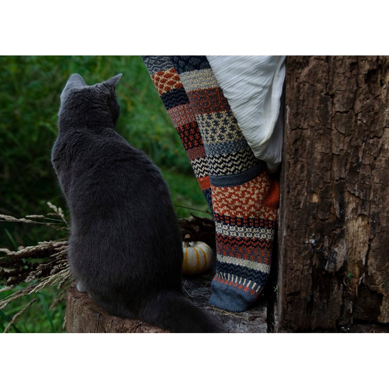 Solmate Socks Cotton Knee High Mismatched Tall Scrunch Socks Nutmeg