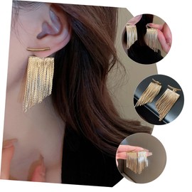 FOMIYES Gold Geometric Metal Tassel Earrings for Women Statement Drop Jewelry Elegant Fringe Accessories for Valentine Day Special Occasions