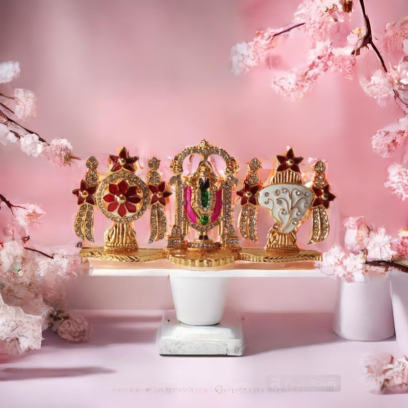 BEXCO Sri Tirupati balaji with Shankh Chakra Stone Studded statue