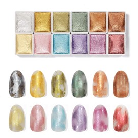 Gel Nail Watercolor Palette, Nail Art, 12 Types, Nuance Nails, Watercolor Nails, Coikaze, Marble Nails, Watercolor Art, Tarushikomi Art, Tarushikomi Nails, Metallic Nails..