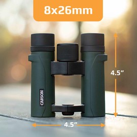 Carson RD Series 8x26mm Open-Bridge Waterproof Compact Binoculars (RD-826), Green