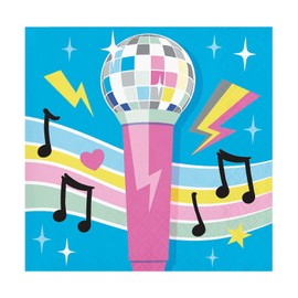 5" Birthday Beats Disco Party Microphone Paper Beverage Napkins - 16 Count