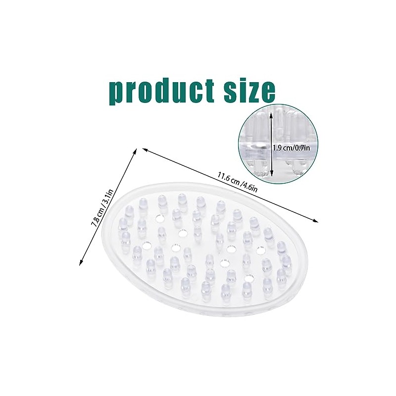 Jabonera de plástico, 4 piezas, bandeja transparente soporte para barra