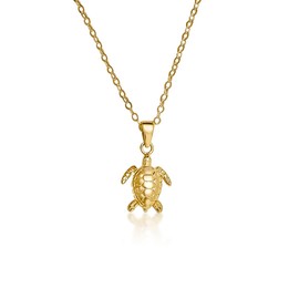 Mary & Jules Turtle Necklace 925 Sterling Silver Gold-Plated Gold Chain Women's with Turtle Pendant Necklace Women's Gold Made of Recycled Silver, for Women and Girls, Sterling Silver