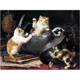 Kittens at Play by Charles Van den Eycken Accent Tile Mural Kitchen Bathroom Wall Backsplash Behind Stove Range Sink Splashback One Tile 8"x6" Ceramic, Glossy