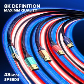 Maximm 8k Hdmi Cable 2ft,HDMI 2.1 Cable, Hdmi Cord Short Hdmi Cable 2 ft, Ultra High Speed Hdmi Cable, 8k 60 HZ (2 Ft, 3 Pack)