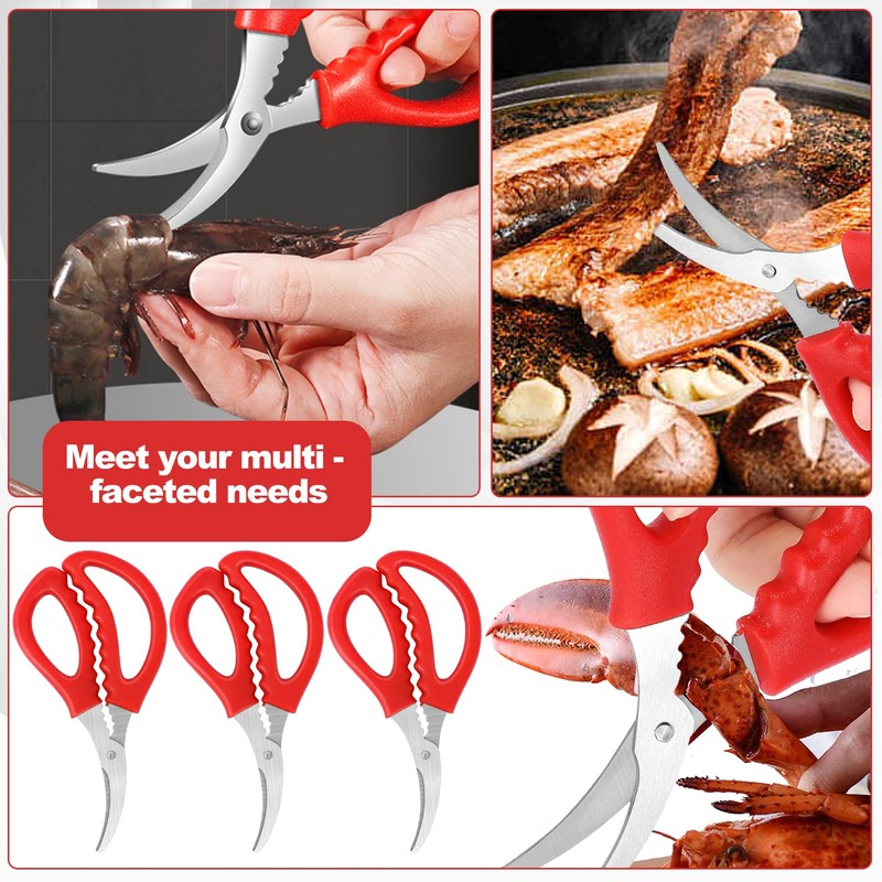 STRAYJO 8Pcs Seafood Scissors - Crab, Shrimp, Lobster Scissors in