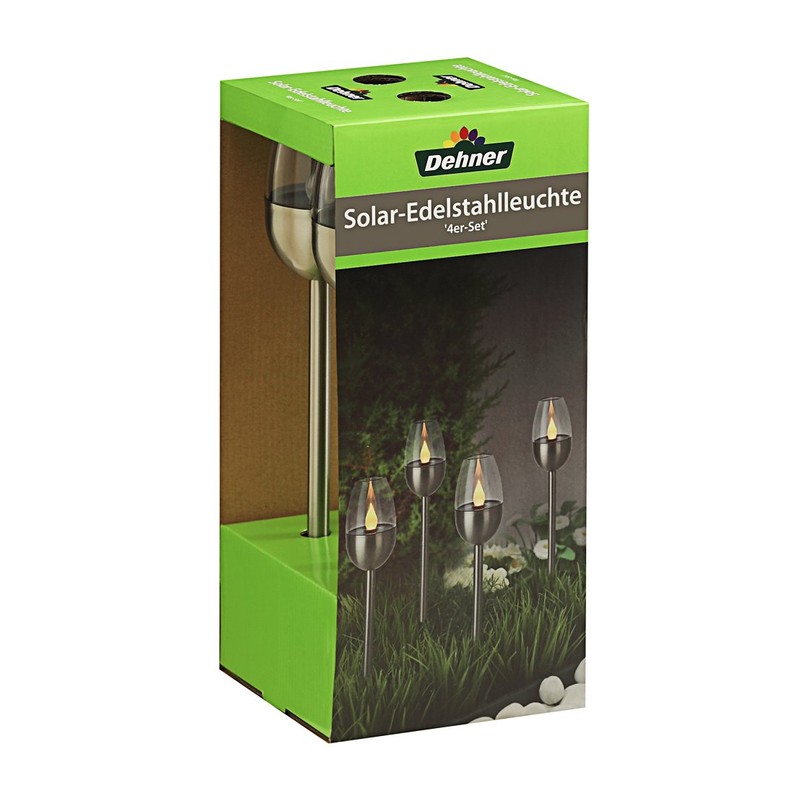 Dehner Flame Solar Light Set of 4 Diameter 6.1 cm
