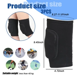 DERJDISF Knee Pads Dance Knee Pads 3 Pack Premium Knee Pads Breathable Fabric Soft Thickening Sponge for Dancing Football Jogging Dancing Black (S)