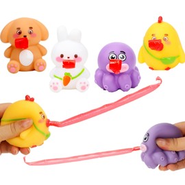 Squeeze Toy, 4 Pieces Squeeze Toy, Anti Stress Toys Squeeze, Squishy Squeeze Toy, Squeeze Toys Children, Tongue Out, A Novelty and Fun Toy for Stress Relief