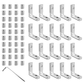 Pack of 20 T-Nut Inner Angle, Aluminium Profile 20 x 20 Connector Accessories, M5 Corner Connector, Aluminium Profile with 40 Screws and Allen Key, L-Shape 90° Inner Corner Connector for Aluminium