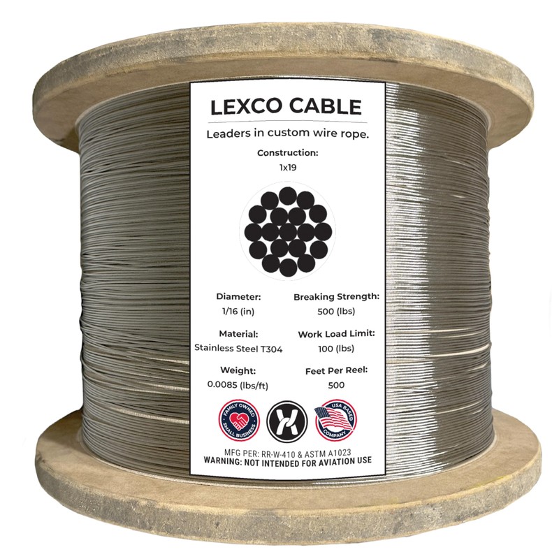 Cable 1/16 1x19 Stainless Steel Wire Rope Cable T304 (500,