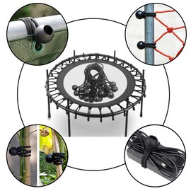 Bungee Cord with Ball, Ball Bungee, Pack of 30 Tent Rubber, Tarpaulin Tensioner with Ball, Rubber Tensioner for Banners, Tents Tensioning Rubber, Expander Loops, Rubber Loops, Tarpaulin Rubber, Black