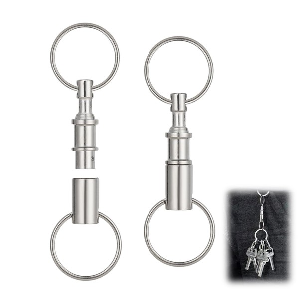 AHRLIC 2pcs Quick Release Keyrings: Detachable Keychain with 2 Split