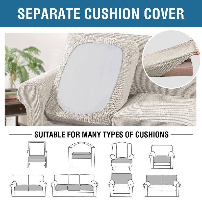 H.VERSAILTEX 3 Piece Stretch Sofa Covers for 2 Cushion Loveseat