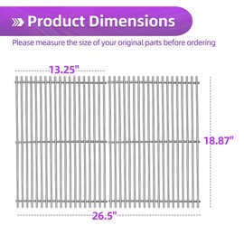 Dictirdy 9MM 18 7/8" Stainless Steel Genesis 2 Grill Grates for Weber Genesis ii E-310 E-315 E-325 E-330 E-340 S-335 S-340 GS4 Grills Replacement Parts for Weber 66095 Genesis ii 300 LX 300 Series