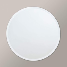Better Bevel 18" x 18" Frameless Round Mirror | 1" Beveled Edge | Bathroom Wall Mirror