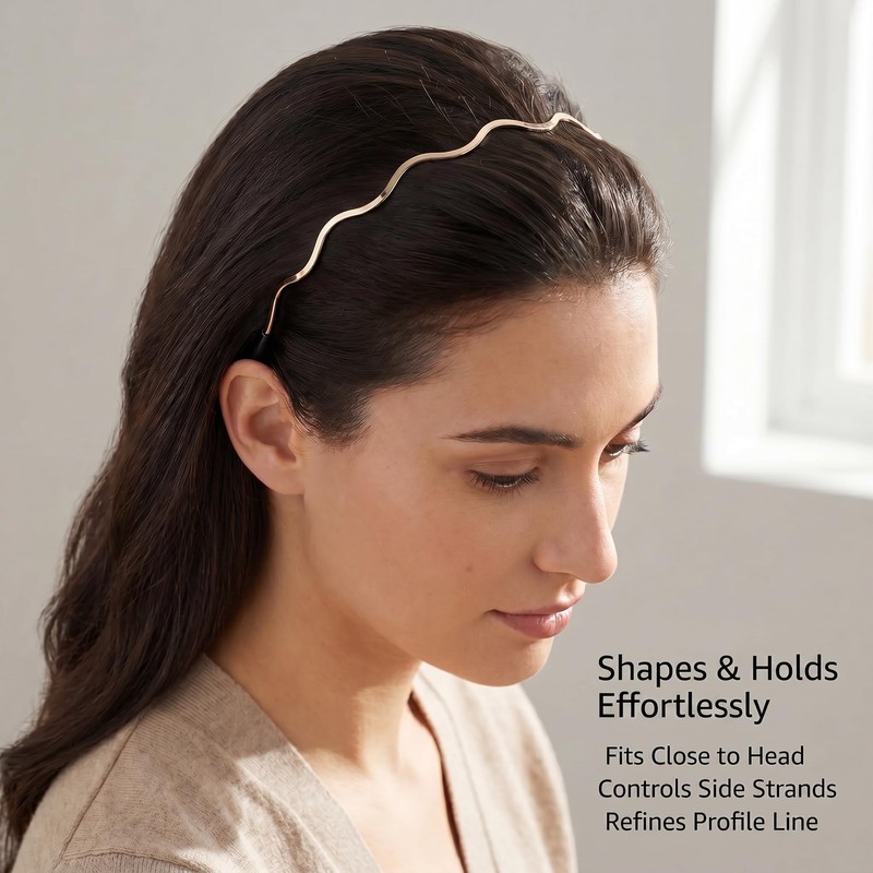 4PCS Metal Thin Headbands for Women, Elastic Hair Bands, Trendy