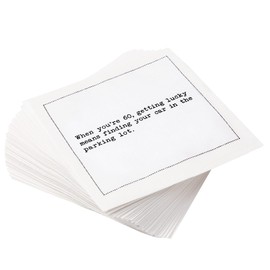 Five Star Napkins 60 Year Old Quotes White Cotton Cocktail Napkins, Beverage Napkins, Bar Napkins, Cloth Napkins, Party Napkins, Events, Holidays, Weddings, Birthdays, Disposable, 4.5" x 4.5"- (50x)
