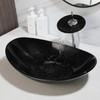 Washly Black Oval Bathroom Vessel Sink Tempered Glass Washing Bowl