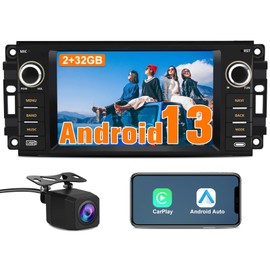 [2GB+32GB] Android Car Stereo for Jeep Wrangler JK 2007-2018 Compass Liberty Dodge Ram 1500 2500 3500 Touchscreen Carplay Radio, for Jeep Car Radio with WiFi GPS AM FM Camera
