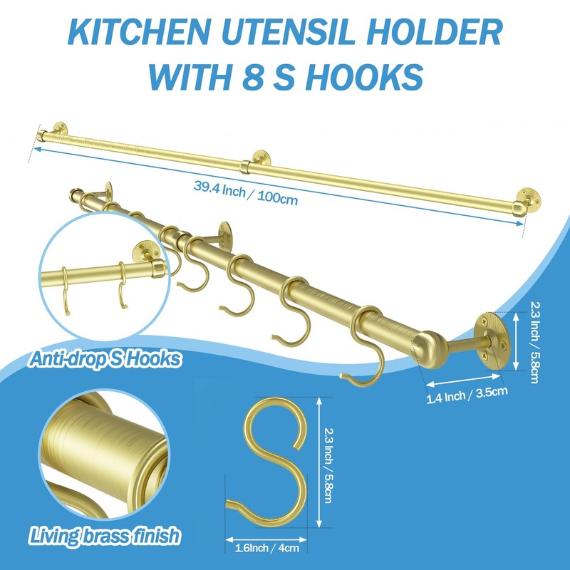 ROTHLEY Stainless Steel Pot and Pan Hanger - 39.4 Inch