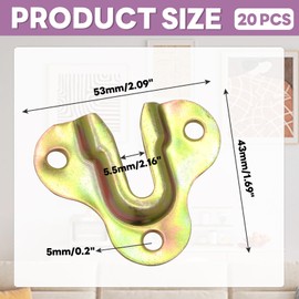 Murtenze 20PCS Zinc Yellow Keyhole Hangers Buckle Type Picture Hanger, Single Keyhole Hanging Plate Mirror Picture Frame Hangers Kit for Wall Mounting Coat Rack, Mug, Wooden Board