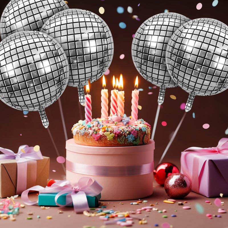 Disco Ball Balloons, Kaluofan 9PCS Disco Balloons, 22 Inches Helium