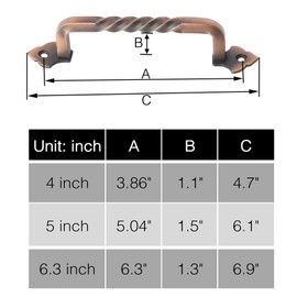 Ouvin 2 Pack Barn Door Pull Handle Hardware for Wooden Garden Gate Shed Cabinet Door (128mm/5inch Copper)