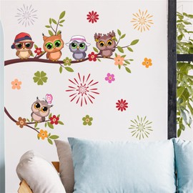 WOHAHA Wall Stickers, Trees, Flowers, Stylish, Cartoons, Birds, Fireworks, Butterflies, Paintings, Wall Stickers, Children's Room, Kindergarten, Nursery, Removable Toy Room Wall Stickers, Decorative,