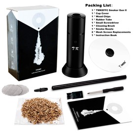 TMKEFFC Smoking Gun Portable Smoker Infuser, Handheld Cocktail Smoke Food Smoker for Meat, Sous Vide, Drinks, Cheese, Cup Cover and Wood Chips Included, Black