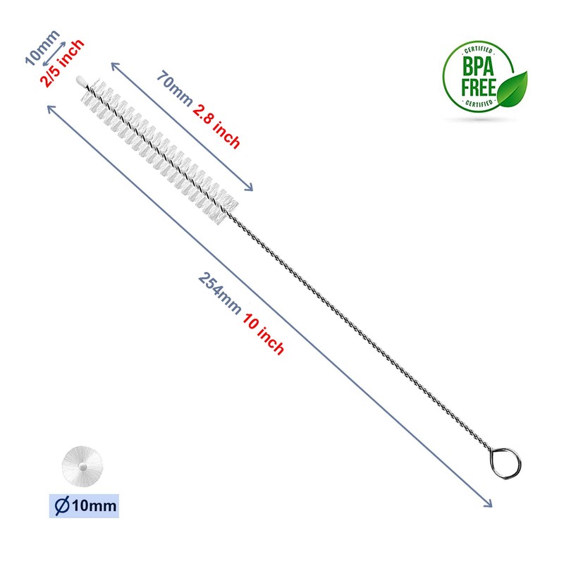 Long Straw Cleaner Brush Extend 10 inch, Wide 10mm diam