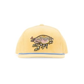 Bajio Sandflea Corduroy Hat – Flat Brim Snapback with Embroidered Surf Bait Art, Coastal Lifestyle Fishing Cap for Inshore Anglers, Beach Waders, and Minimalist Saltwater Style