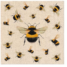 Cocktail Napkins, Eco Friendly Paper Napkins for Decoupage, 40pcs (Dancing Bees)